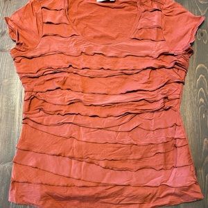 Ricki’s Ruffle Tshirt in Burned Orange, size XL